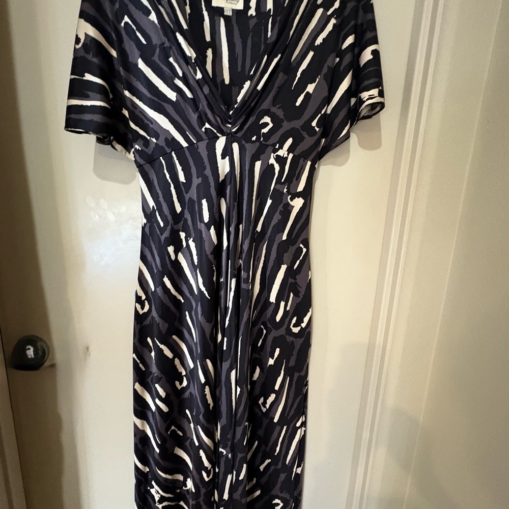 Temperley London Navy and White Midi Dress